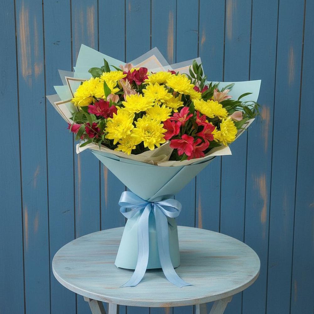 Букет цветов из: Альстромерии и Хризантемы в Стародубском