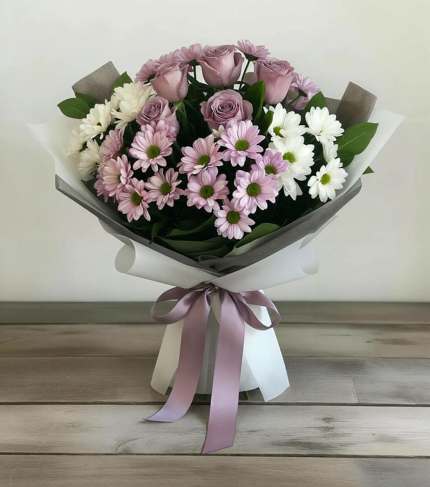 Букет цветов из: Хризантемы и Розы в Стародубском
