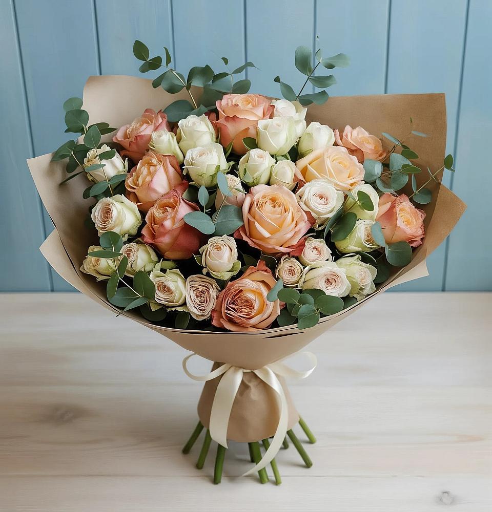 Букет цветов из: Альстромерии и Розы в Стародубском