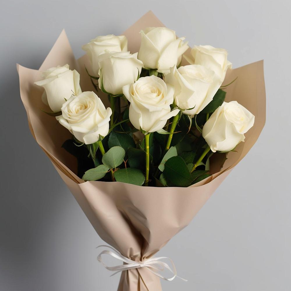 Букет 9 Белых роз Эдлесс Лав в Стародубском