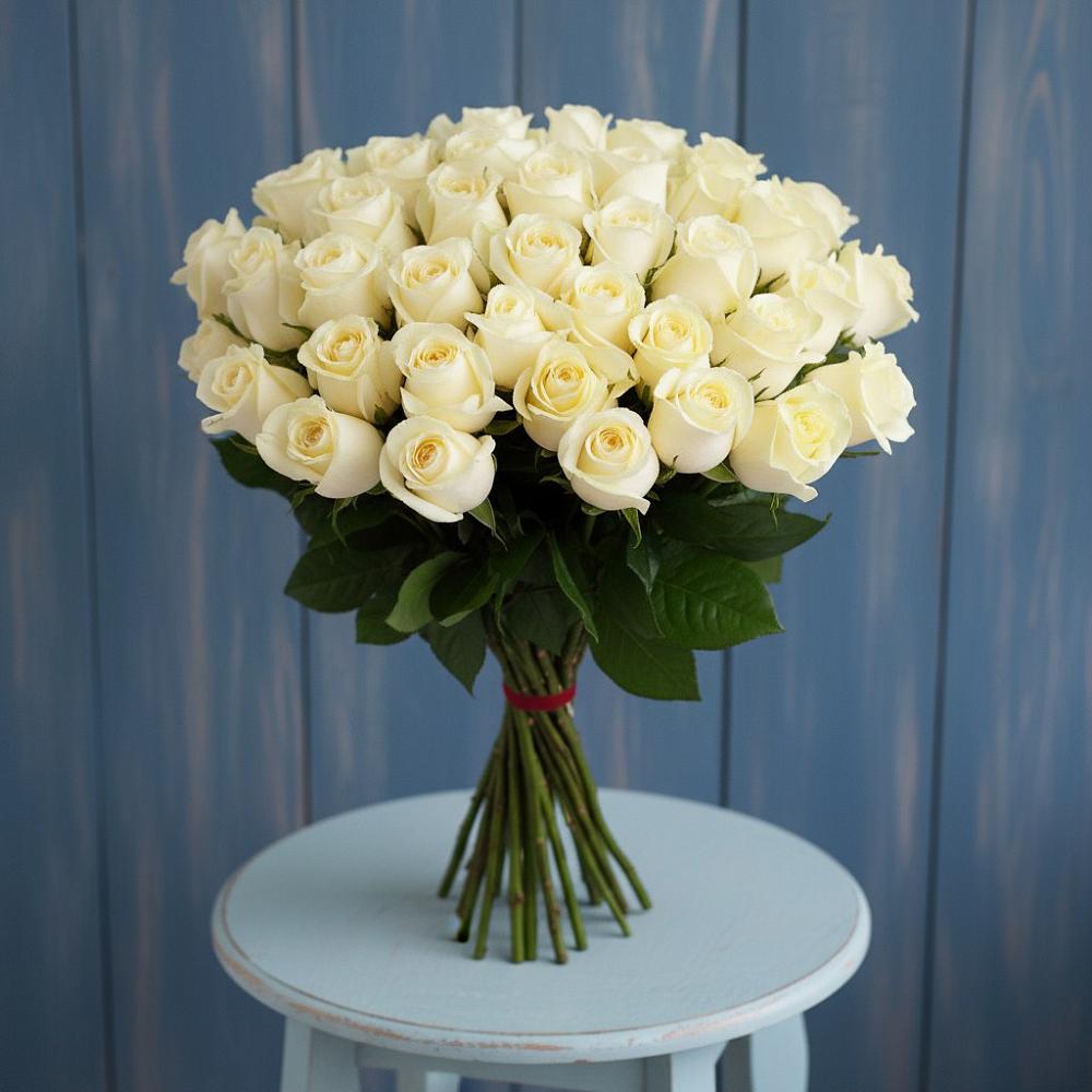 Букет 51 Белая роза Эдлесс Лав в Стародубском
