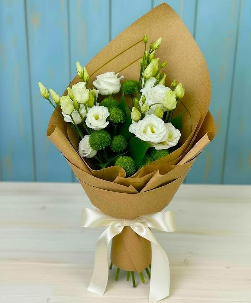 Букет цветов из: Хризантемы и Лизиантусы в Стародубском