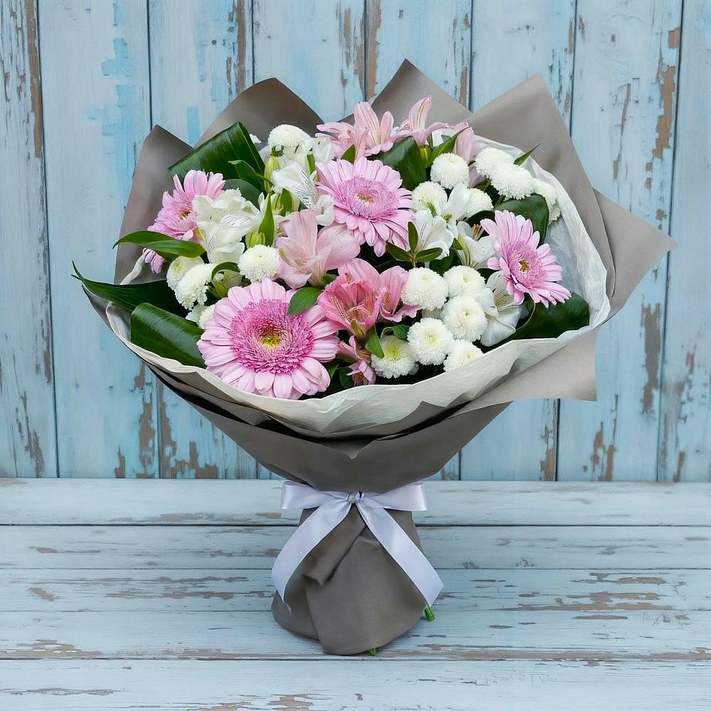 Букет цветов из: Герберы, Альстромерии и Хризантемы в Стародубском