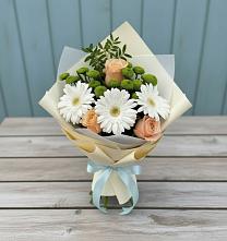 Букет цветов из:  Герберы, Розы и Хризантемы в Стародубском